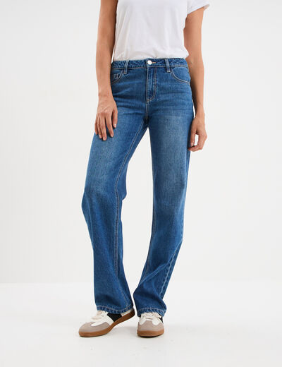 Jeans baggy taille haute coton denim stone femme