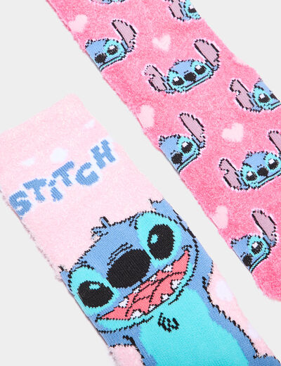 Lot 2 paires chaussettes Stitch rose fille