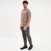 Polo manches courtes textur&eacute; coton marron homme