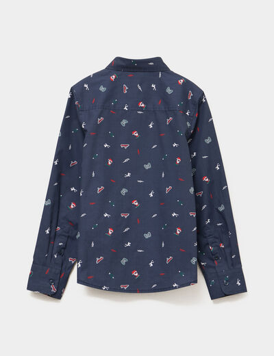 Chemise manches longues bleu marine gar&ccedil;on