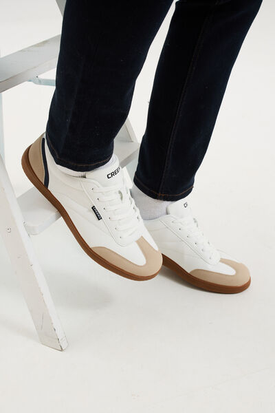 Tennis basses &agrave; lacets blanc homme