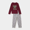 Ensemble pyjama pantalon t-shirt coton bordeaux gar&ccedil;on
