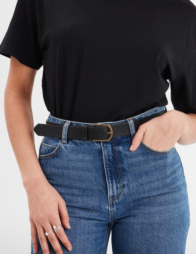 Ceinture perforée noir femme