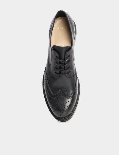 Derbies à lacets en cuir noir femme