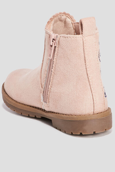 Bottines chelsea brodées rose fille