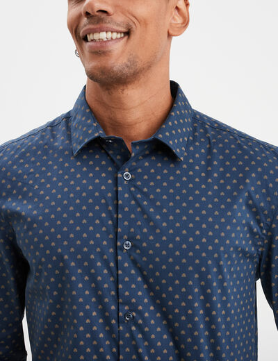 Chemise ajustée col français bleu foncé homme
