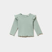 T-shirt c&ocirc;tel&eacute; volants aux &eacute;paules vert pastel b&eacute;b&eacute; fille