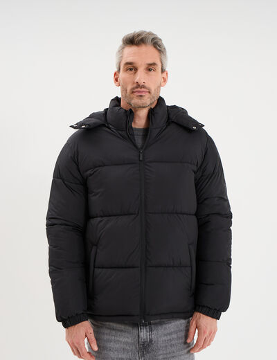 Doudoune d&eacute;perlante &agrave; capuche amovible noir homme