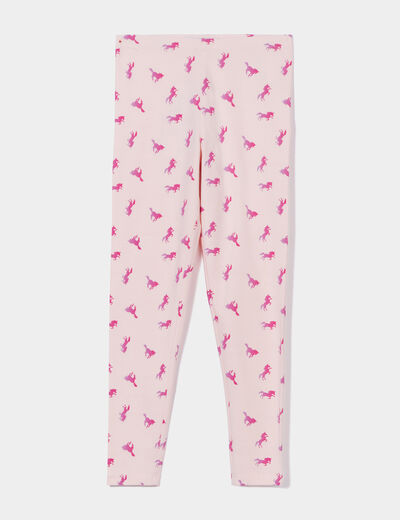 Legging long élastiqué coton rose clair fille