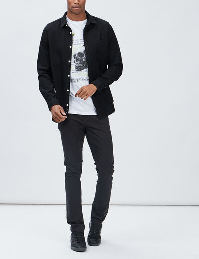 Pantalon droit en coton stretch gris foncé homme