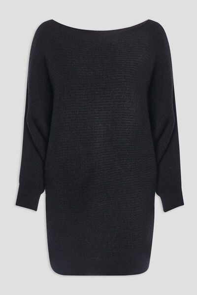 Pull manches 3/4 noir femme