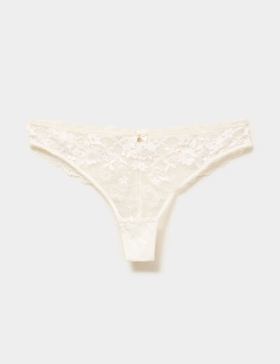 Tanga en dentelle blanc femme