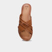 Mules plates avec brides crois&eacute;es marron femme
