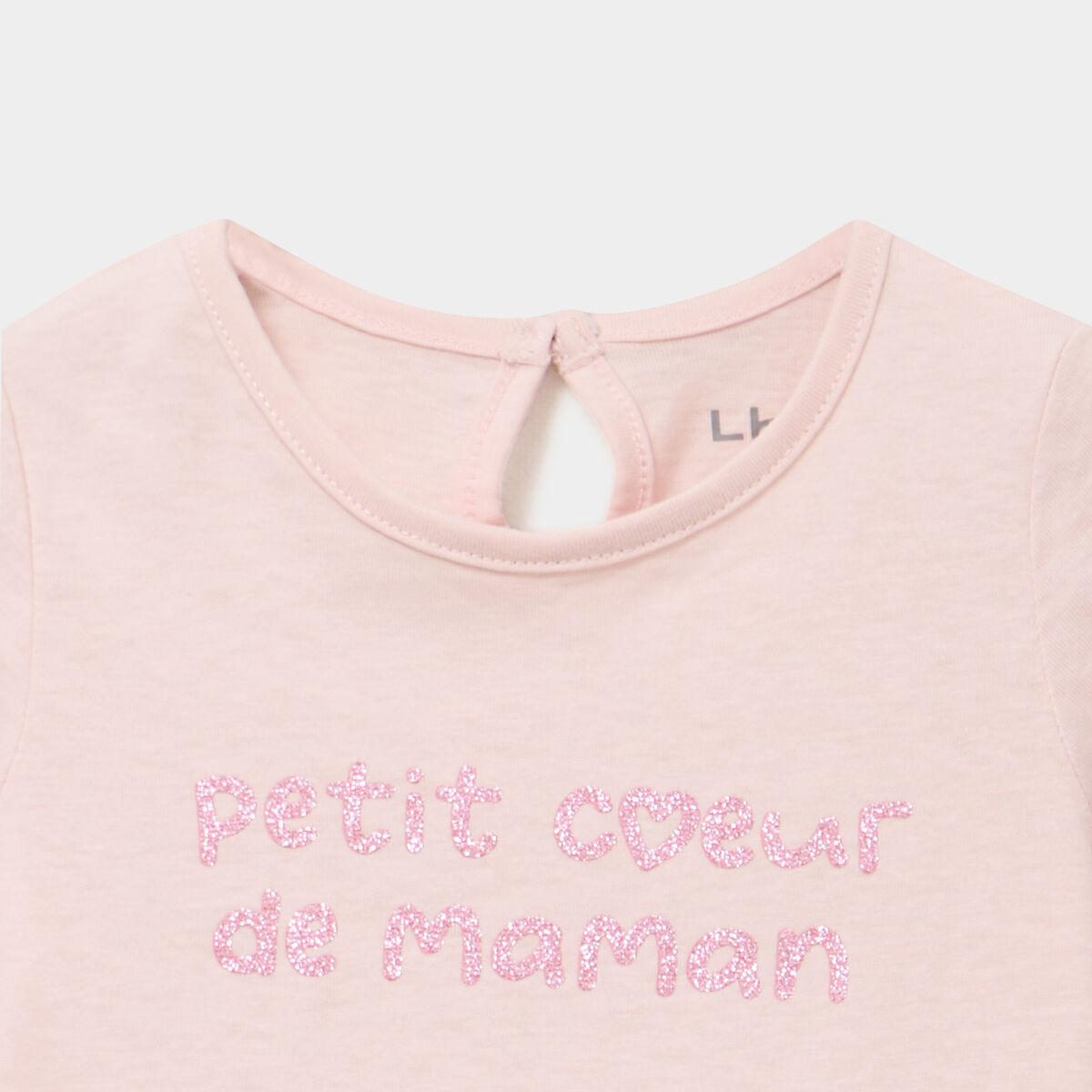 T-shirt manches longues coton rose clair b&eacute;b&eacute; fille
