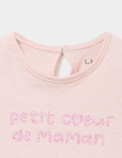 T-shirt manches longues coton rose clair b&eacute;b&eacute; fille