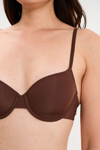 Soutien-gorge corbeille padd&eacute; microfibre marron femme