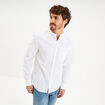 Chemise col mao lin m&eacute;lang&eacute; blanc homme