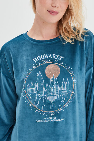 Ensemble pyjama en velours Harry Potter bleu canard femme