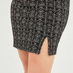 Jupe jacquard courte fendue noir femme
