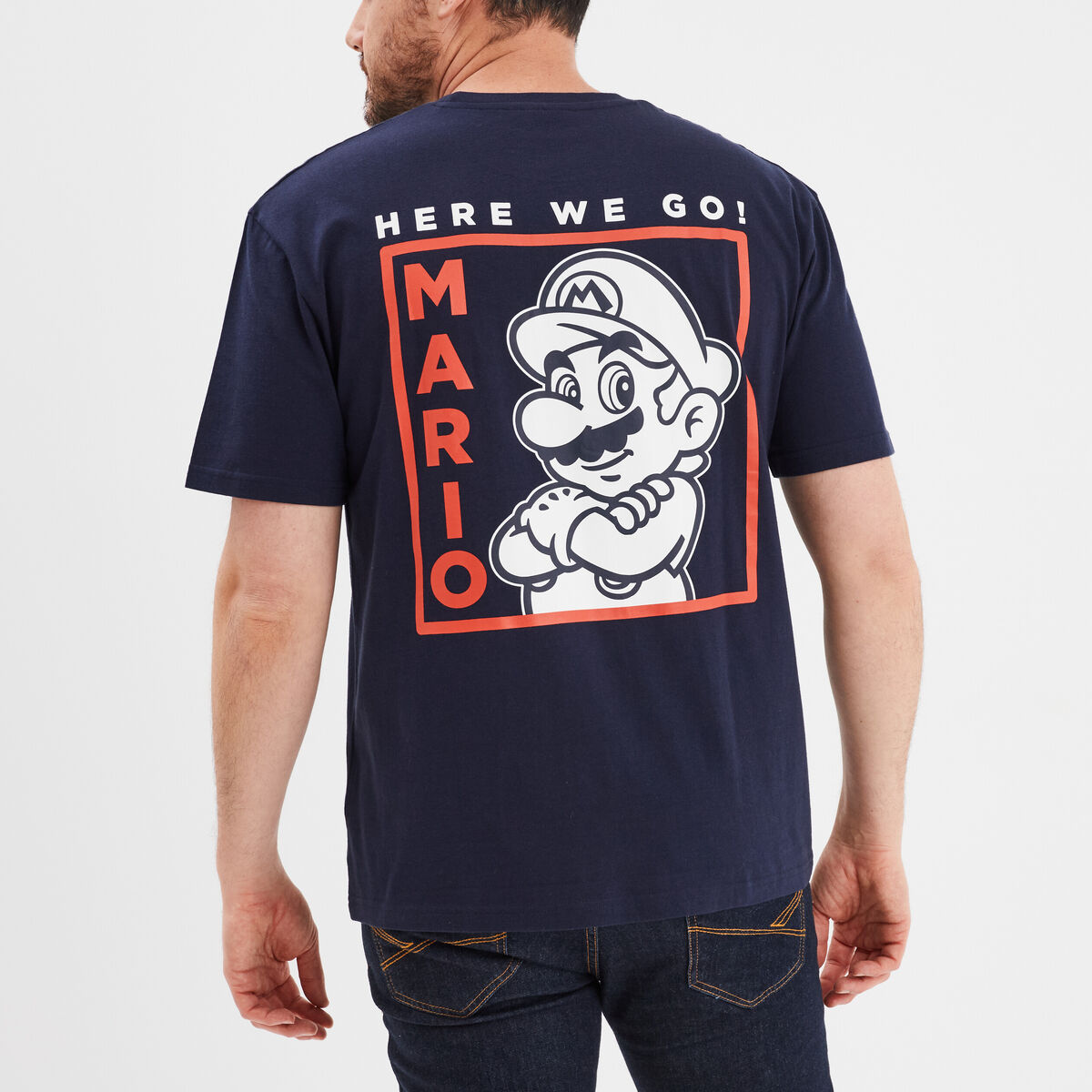 T-shirt manches courtes Super Mario bleu marine homme