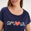 Chemise de nuit manches courtes coton bleu marine femme grande taille