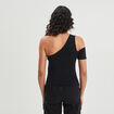 T-shirt cropped asymétrique noir femme