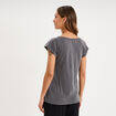 T-shirt d&eacute;lav&eacute; en coton gris fonc&eacute; femme