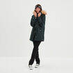 Parka avec capuche fourrure vert foncé femme