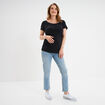 Jeans grossesse slim 7/8ème avec bandeau denim double stone femme maternité