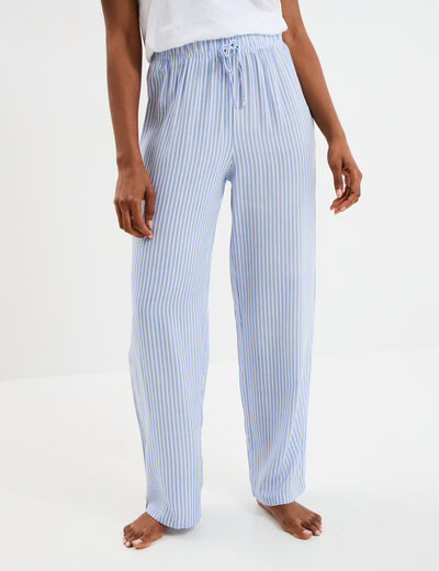 Pantalon de pyjama fluide bleu femme