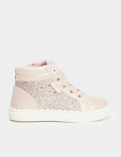 Baskets montantes pailletées Creeks rose clair fille