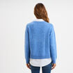 Pull effet 2-en-1 chemise bleu clair femme