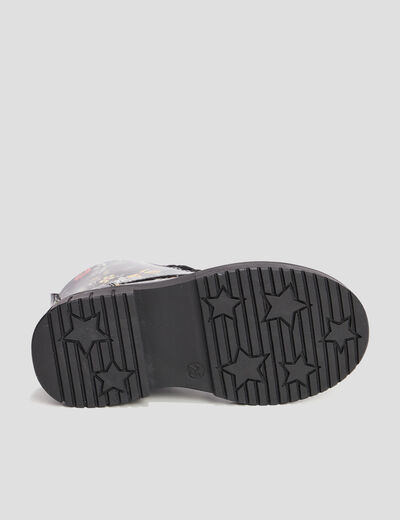 Bottines vernies print fleuri noir fille