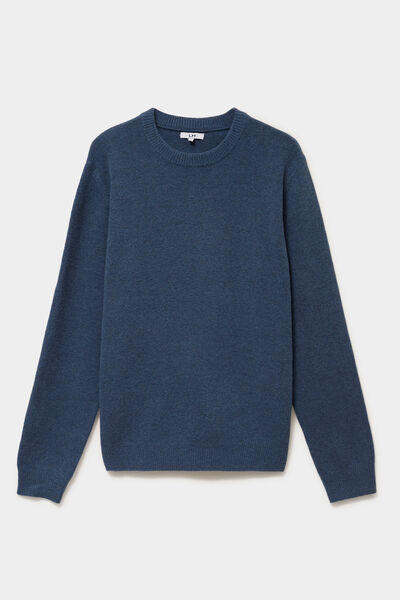 Pull col rond manches longues bleu gris homme