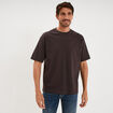 T-shirt col rond coupe relax coton &eacute;pais marron fonc&eacute; homme