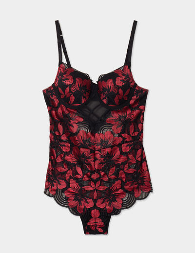 Body en dentelle rouge femme