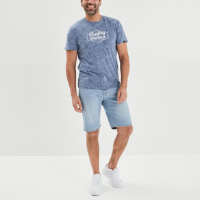 Bermuda droit 5 poches en jean Creeks denim bleach homme