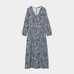 Robe longue fluide manches longues gris femme
