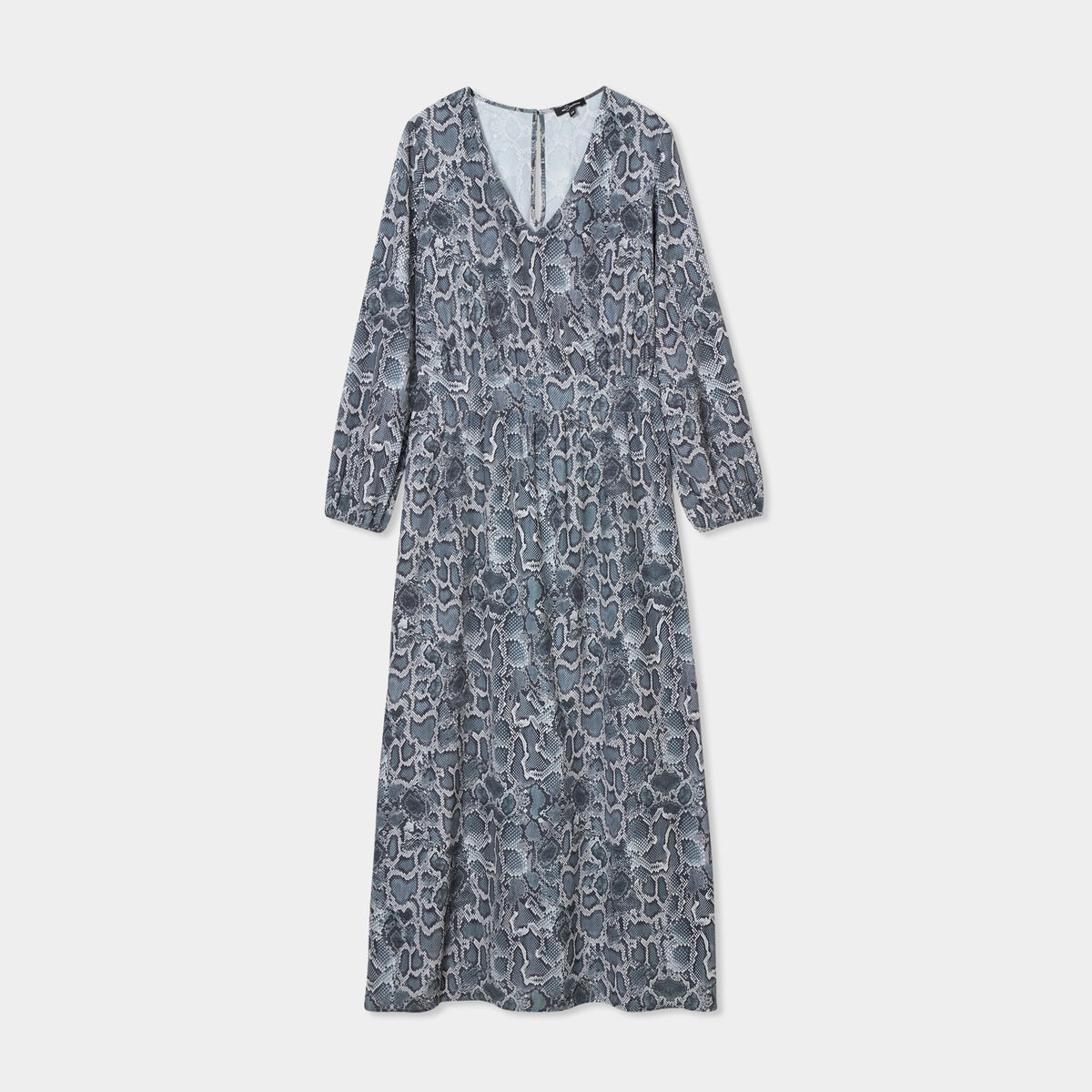 Robe longue fluide manches longues gris femme