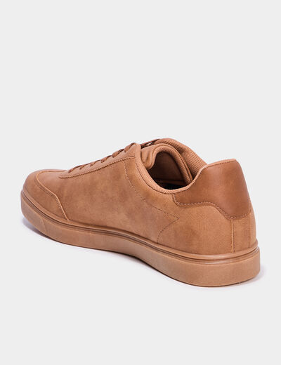 Tennis basses &agrave; lacets marron homme