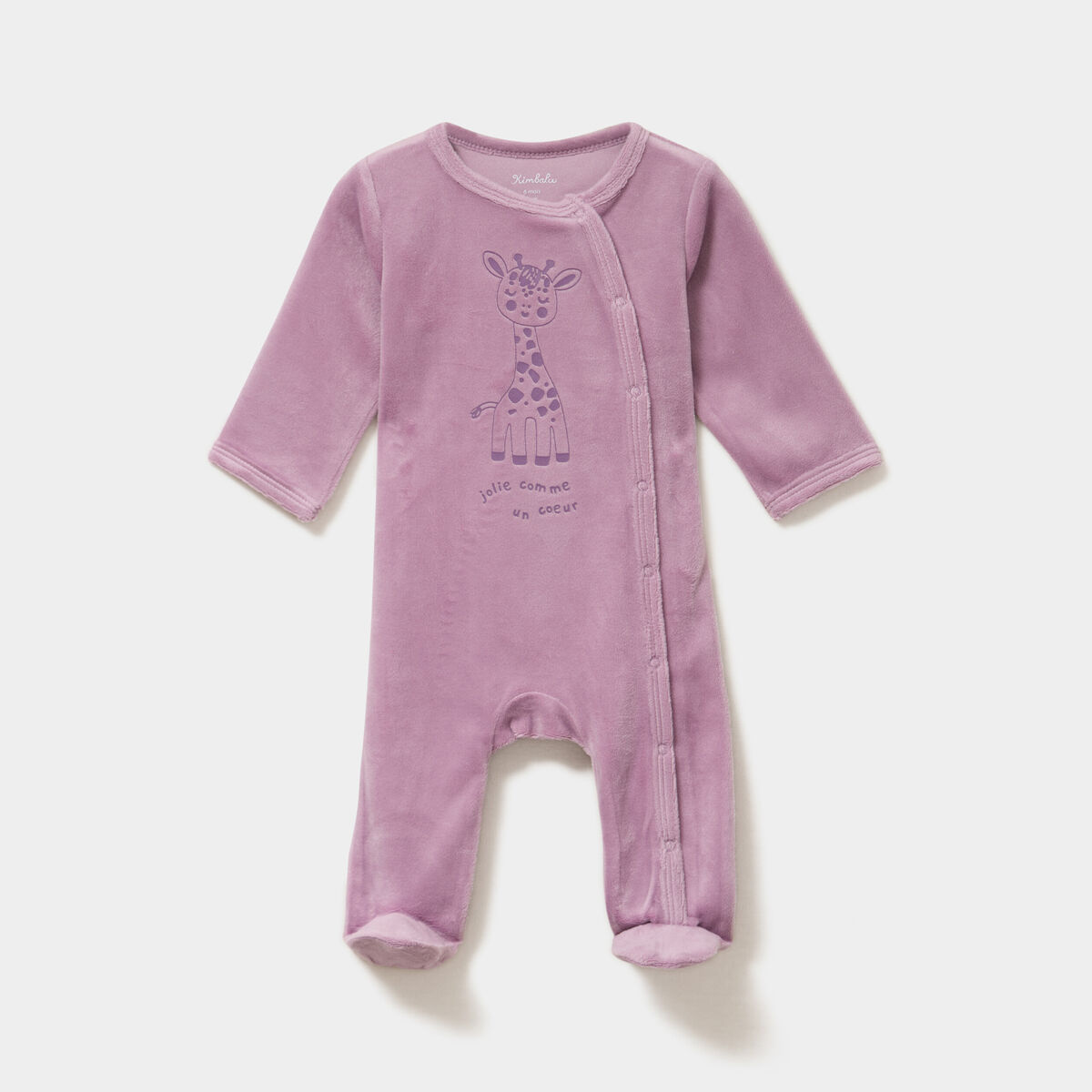 Dors-bien effet velours manches longues violet clair b&eacute;b&eacute;