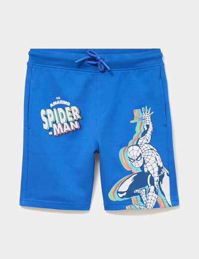 Short de jogging droit coton Spider-Man bleu gar&ccedil;on