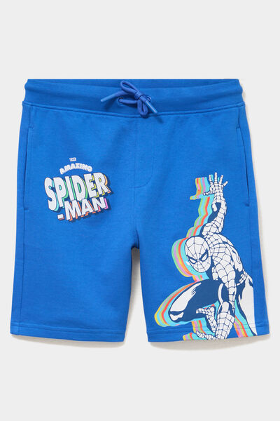 Short de jogging droit coton Spider-Man bleu gar&ccedil;on
