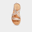 Sandales brides tress&eacute;es en cuir Creeks jaune or fille