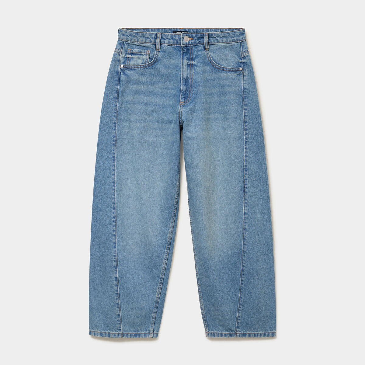 Jean balloon cropped coton denim stone femme
