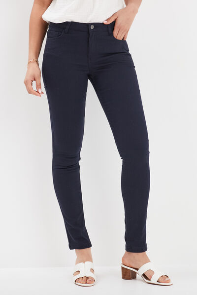 Pantalon slim taille basse bleu marine femme