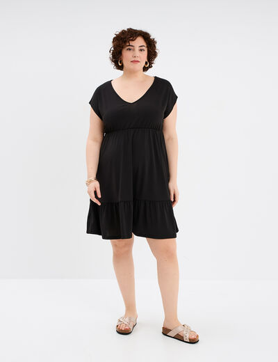 Robe patineuse à volants noir femme grande taille