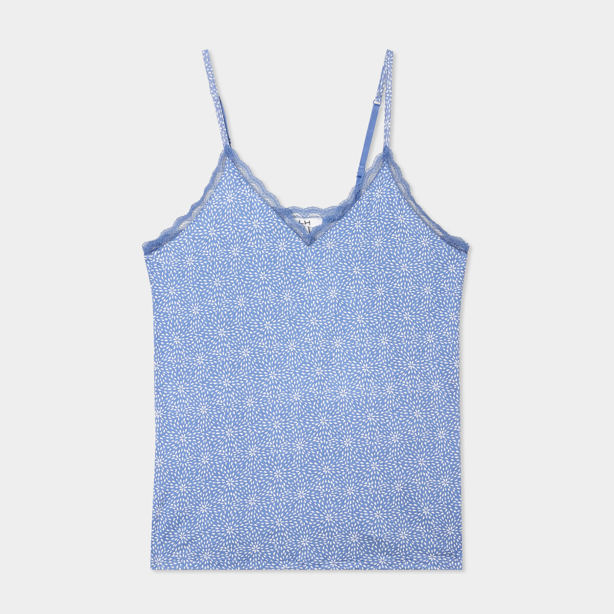 Haut de pyjama débardeur à bretelles bleu gris femme