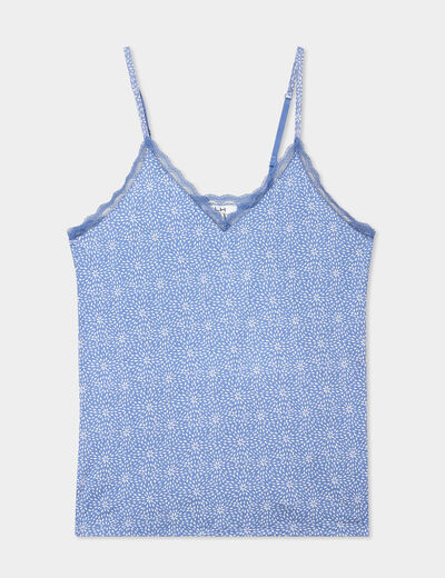Haut de pyjama débardeur à bretelles bleu gris femme