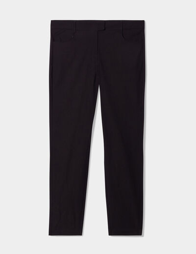 Pantalon droit taille haute noir femme grande taille